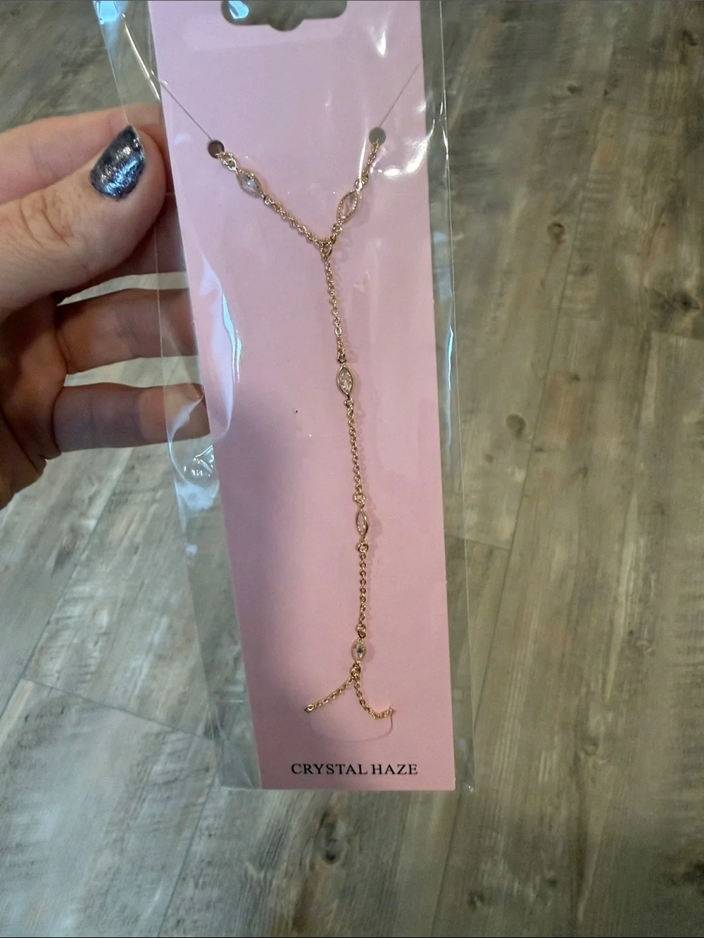 Gold Crystal Y-Style Necklace